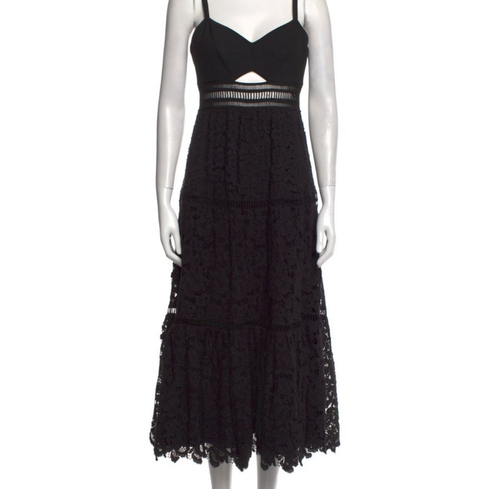 Elegant Black Lace Midi Dress